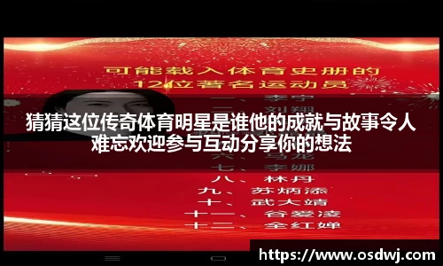 猜猜这位传奇体育明星是谁他的成就与故事令人难忘欢迎参与互动分享你的想法
